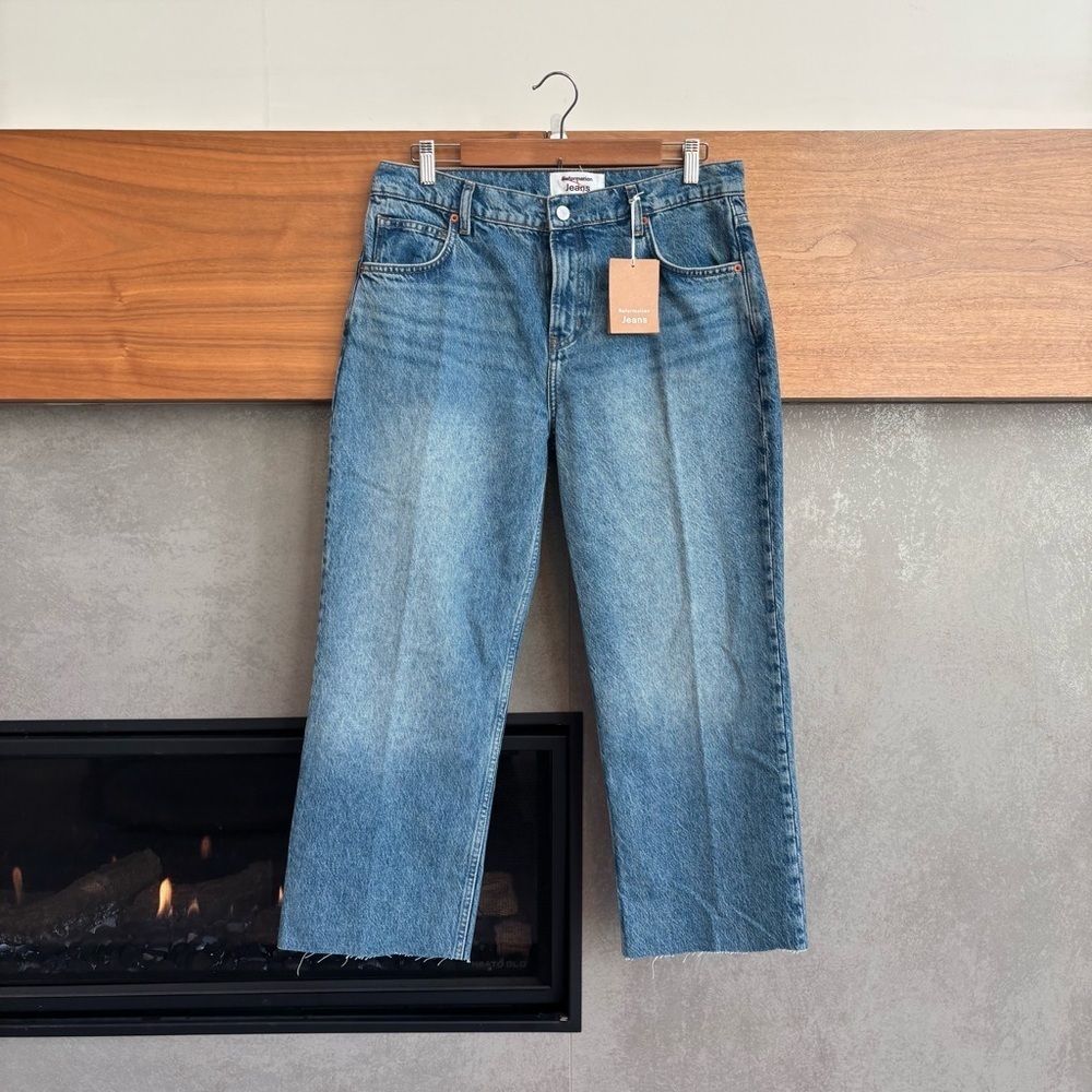 NWT REFORMATION ABBY LOW RISE CROPPED STRAIGHT JEANS, SIZE 29